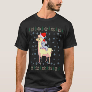 Koala Llama Christmas Boys Santa Hat Llama Lover T-Shirt