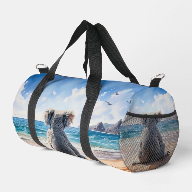Koala looking at the ocean duffle bag (Right Corner)