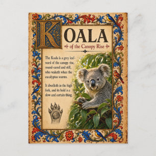 Koala, Mediaeval Bestiary Art Postcard