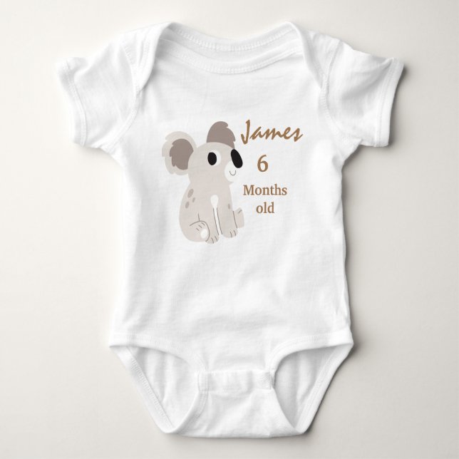 Koala milestone month birthday  baby bodysuit (Front)