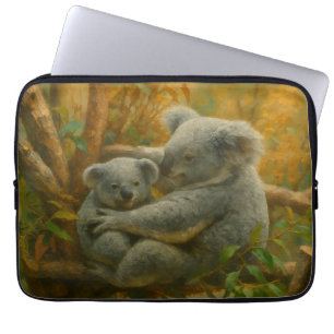 Koala Mother and Joey in Autumn Canopy Laptop Sleeve