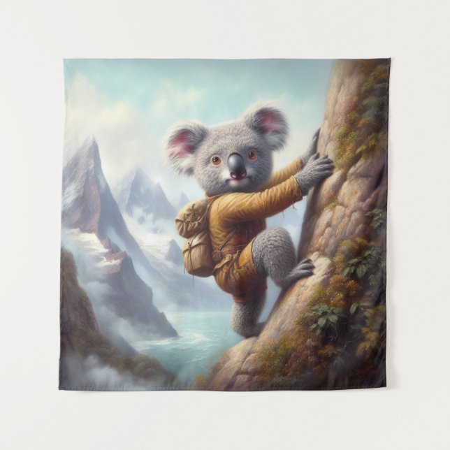 Koala Mountain Climbing Tapestry (Front)