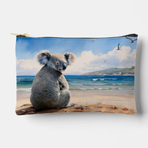 Koala on a sandy beach accessory pouch