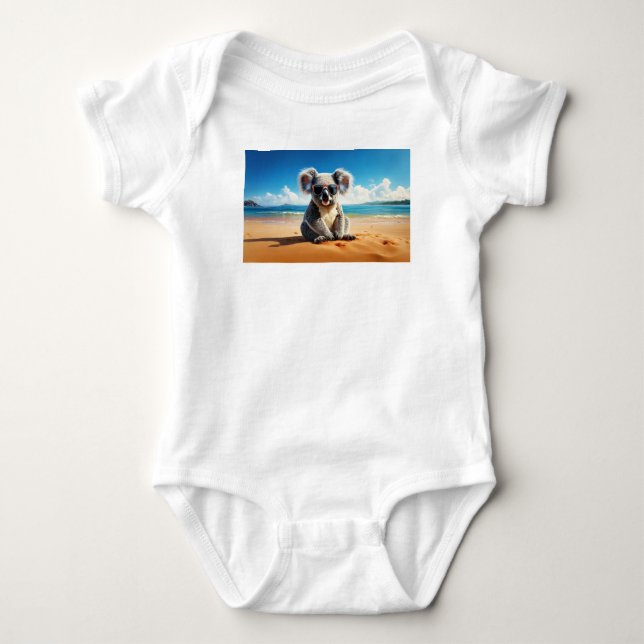 Koala on a sandy beach  baby bodysuit (Front)