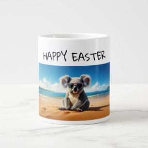 Koala on a sandy beach Happy Easter Large Coffee Mug