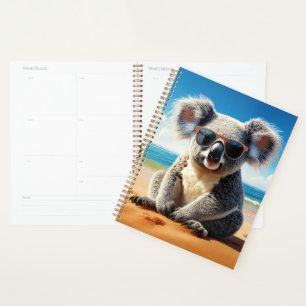 Koala on a sandy beach planner