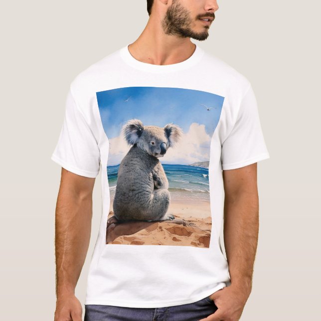 Koala on a sandy beach T-Shirt (Front)