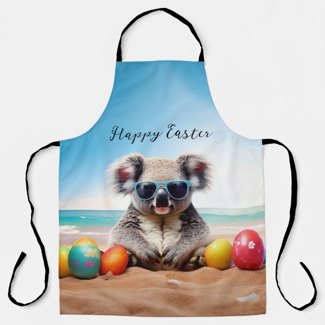 Koala on beach with Easter eggs Happy Easter Apron (Front)