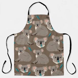 Koala on neutral brown background seamless vintage apron