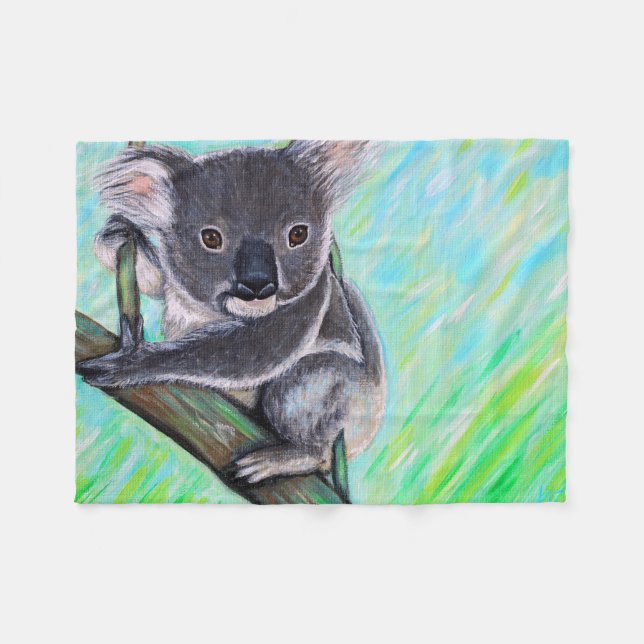 Koala Painting Fleece Blanket (Front (Horizontal))
