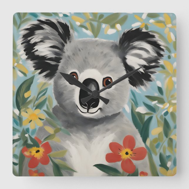 Koala Painting Square Wall Clock (Front)
