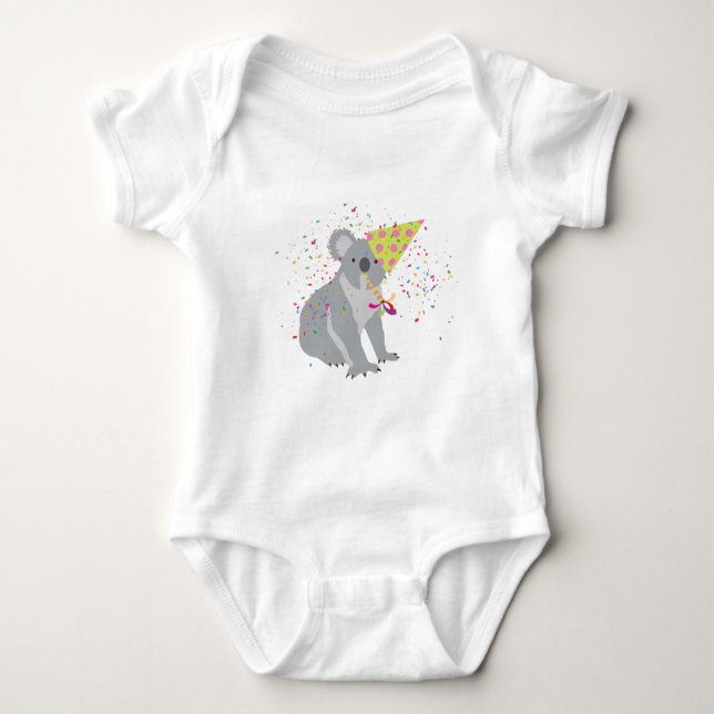 Koala Partying - Animals Having a Party Baby Bodysuit (Front)