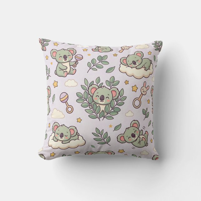 Koala Pattern Throw Pillow (Front)