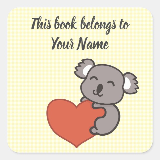 Koala Personalised Bookplate Sticker (Front)