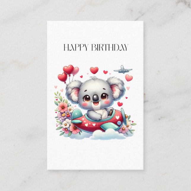 Koala Pilot Birthday Business Card (Front)