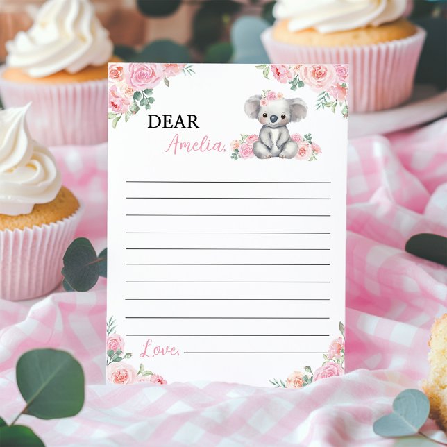 Koala Pink Floral Time Capsule Note Message Card (Creator Uploaded)