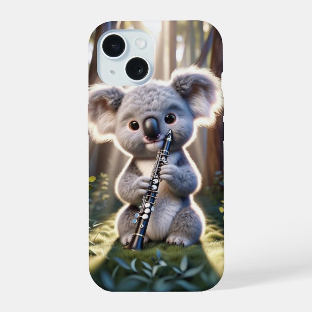 Koala playing clarinet iphone case (Back)