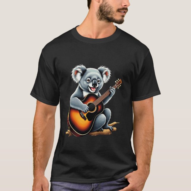 Koala Playing Guitar Design Funny Koala T-Shirt (Front)