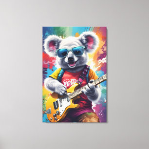 Koala playing guitar, rock graffiti canvas print