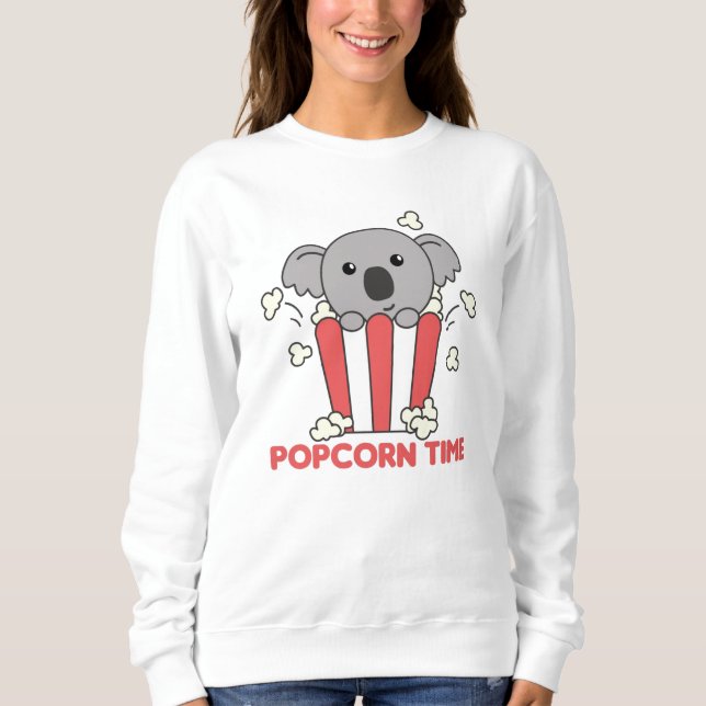 Koala Popcorn Time Funny Animals In Food Sweatshirt (Front)