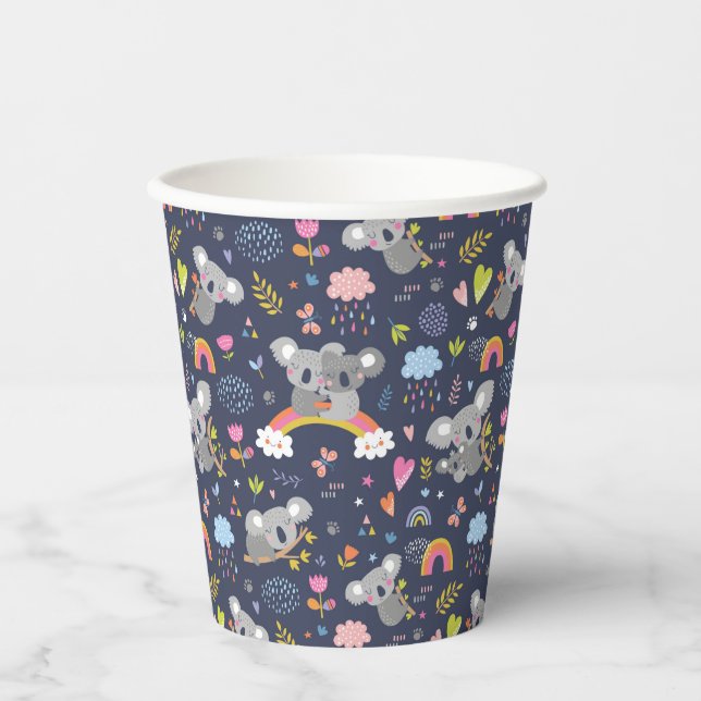 Koala Rainbow Love Pattern Paper Cups (Front)