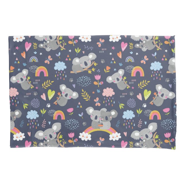 Koala Rainbow Love Pattern Pillowcase (Front)