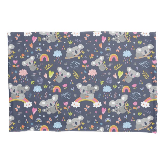 Koala Rainbow Love Pattern Pillowcase (Front)