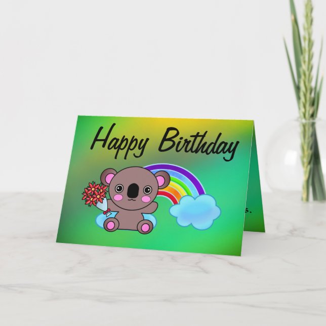 Koala Rainbow Magical Birthday Wishes Card (Front)