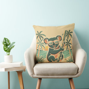 Koala Relaxing on the Beach – Tropical Summer Vibe Cushion