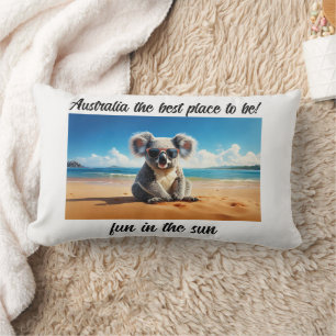 Koala sandy beach Australia the best place to be! Lumbar Cushion