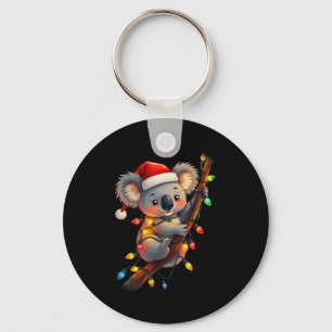 Koala Santa Hat Lights Christmas Cute Xmas Pajama  Key Ring
