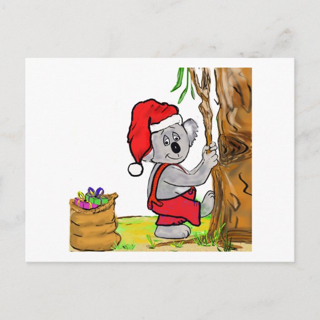 Koala Santa Holiday Postcard (Front)