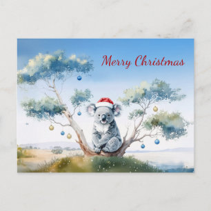 Koala Sitting in a Gum tree Merry Christmas Holiday Postcard