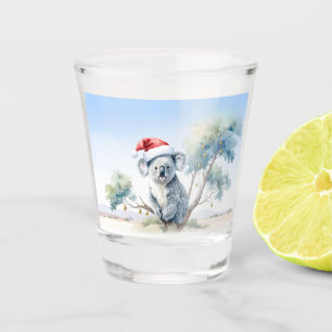 Koala Sitting in a Gum tree Merry Christmas Shot Glass