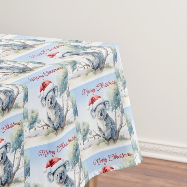 Koala Sitting in a Gum tree Merry Christmas Tablecloth (In Situ)