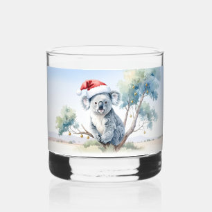 Koala Sitting in a Gum tree Merry Christmas Whiskey Glass
