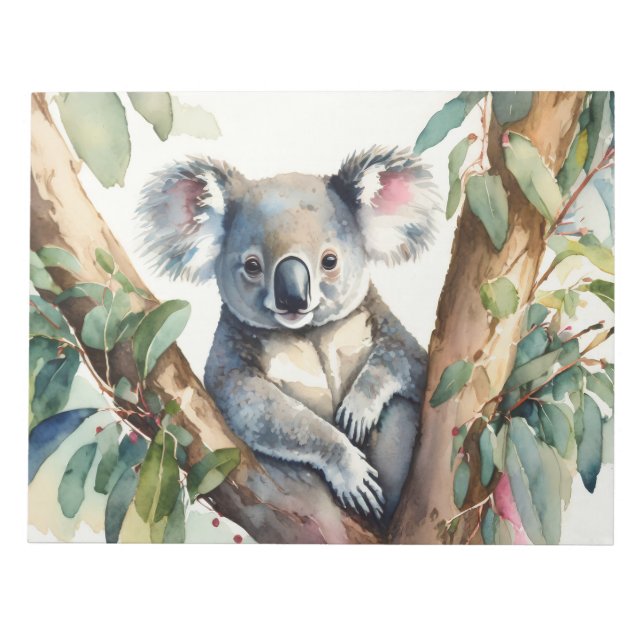 Koala sitting in a gum tree notepad (Front)