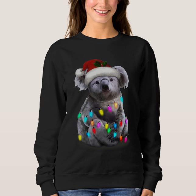 Koala Sitting With Christmas Lights Xmas Season Sweatshirt (Front)