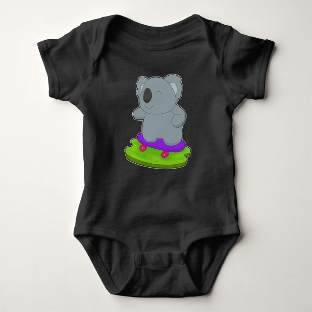 Koala Skater Skateboard Baby Bodysuit (Front)