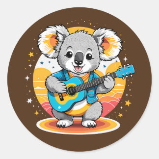 Koala Strumming a Guitar Classic Round Sticker