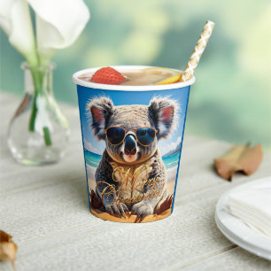 Koala Sunglass Sunny Beach Merry Christmas Paper Cups