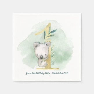 Koala themed 1st birthday party decorations napkin