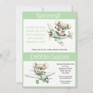 Koala Twin Baby Shower Invitation | Gender Neutral