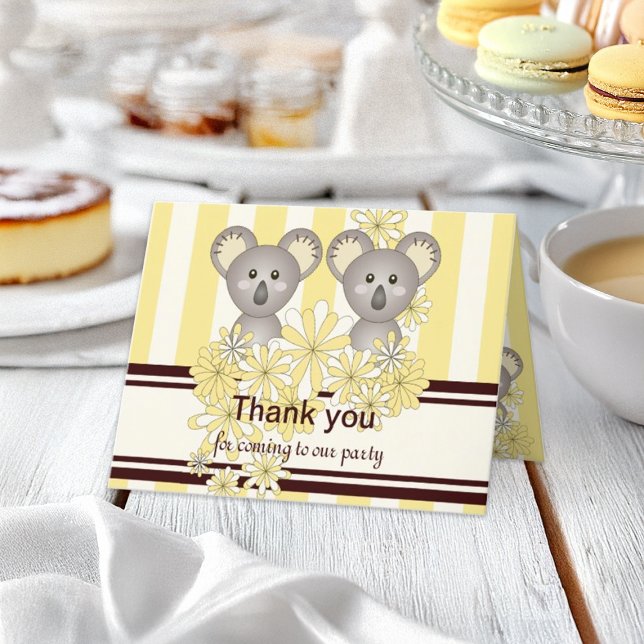 Koala Twin Birthday / Baby Shower Thank You Card (Creator Uploaded)