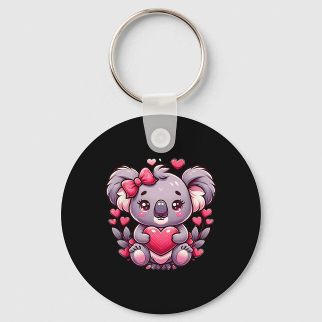 Koala Valentine Hearts Bear  Key Ring (Front)