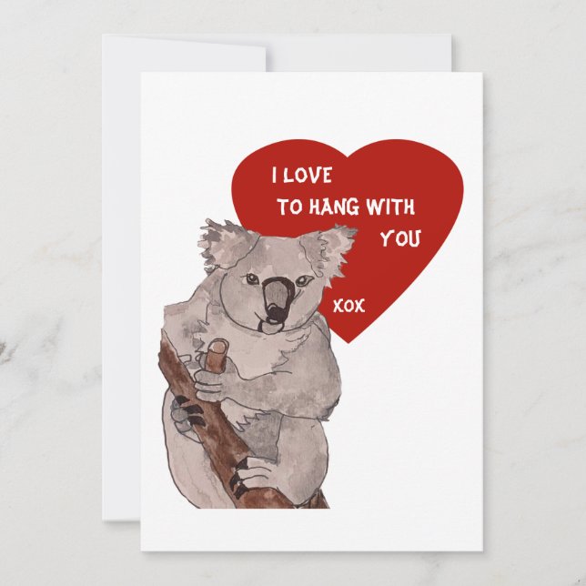 Koala  Valentines Holiday Card (Front)