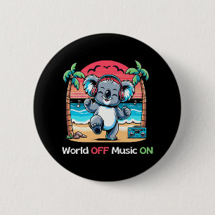 Koala Vibing on the Beach 6 Cm Round Badge