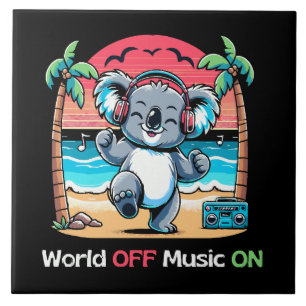 Koala Vibing on the Beach Tile