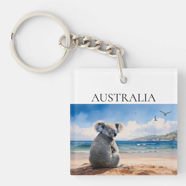 Koala watching the ocean Australia Key Ring (Front)