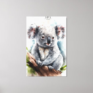 Koala -Watercolor Paint-Stretched Canvas Print
